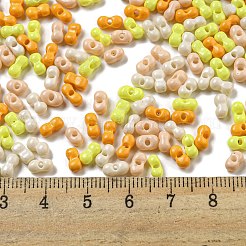 不透明ベーキングペイントガラスシードビーズ  ピーナッツ  ゴールド  6x3x3mm  穴：1.2mm  約4000個/ポンド&nbsp;SEED-K009-01A-28