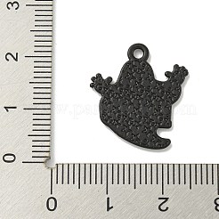 ハロウィンテーマアロイエナメルペンダント  ブラック  単語ブーチャームを持つ幽霊  ホワイト  20.5x18x1mm  穴：1.8mm&nbsp;X1-ENAM-I060-11A