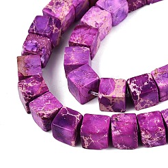 天然imp玉ビーズ  染め  キューブ  マゼンタ  5.5~6.5x5.5~6.5x5.5~6.5mm  穴：0.7~0.9mm  約65~66個/連  15.75~15.94インチ（40~40.5cm）&nbsp;G-Q606-43A-04
