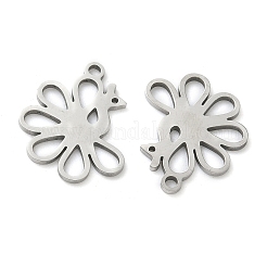 ステンレスペンダント201個  孔雀のチャーム  レーザー切断  ステンレス鋼色  18x13x0.8mm  穴：1.4mm&nbsp;STAS-F337-08P