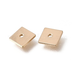 真鍮ビーズ  正方形  ラックめっき  長持ちメッキ  ライトゴールド  6x6x0.8mm  穴：1.2mm&nbsp;KK-CBA0DF0-11KCG