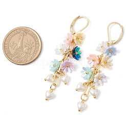樹脂とABSの模造真珠のフレンチフックピアス  花  24KGP本金メッキ  64.5mm&nbsp;EJEW-JE06264