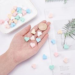 36色の食品グレードの環境に優しいシリコンビーズ6個。  ハート  ミックスカラー  13x14x8mm  穴：2mm  6個/カラー&nbsp;SIL-NB0001-07