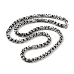 304ステンレススチールベネチアンチェーンネックレス  アンティークシルバー  23.62インチ（60cm）  リンク：6x6x6mm&nbsp;NJEW-K378-17C-AS