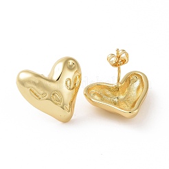 Brass Heart Stud Earrings for Women&nbsp;EJEW-C008-27G