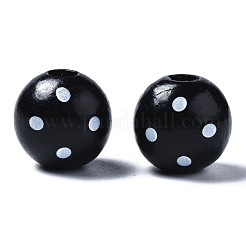 Painted Natural Wood European Beads&nbsp;WOOD-S057-056F