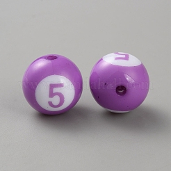 不透明なアクリルビーズ  番号付きラウンド5  ミディアム蘭  15.5x15mm  穴：2mm  10個/セット&nbsp;MACR-CJC0006-07A