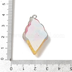 透明樹脂ペンダント  パイエット付きアイスクリーム  プラチナアイアンループ付き  グラデーションカラー  ミックスカラー  36.5x21.5x7mm  穴：2mm&nbsp;RESI-Q020-07A
