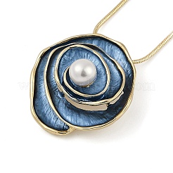 Alloy Enamel Snake Chain Rose Flower Pendant Necklaces&nbsp;NJEW-B113-03