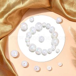 100 個 5 スタイル ABS プラスチック模造パールビーズ  ラウンド  ホワイト  8~16x8~15.5mm  穴：1.5~2mm  20個/スタイル&nbsp;KY-CJ0002-03