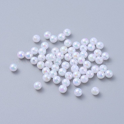 環境に優しいポリスチレンアクリルビーズ  ABカラーメッキ  ラウンド  ホワイト  6mm  穴：1mm  約4950個/500g&nbsp;PL424-8