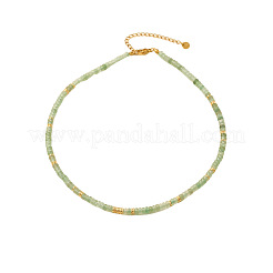 Natural Green Aventurine Rondelle Beaded Necklaces with Brass Beads&nbsp;WG55414-01