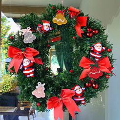 ウールフェルトクラフト クリスマスベル 8色 4個  DIY キーホルダー装飾永久花バッグアクセサリー  ミックスカラー  60x50x15mm  2個/カラー&nbsp;DIY-NB0008-88