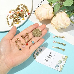 24Pcs 8 Colors Alloy Enamel Heart with 304 Stainless Steel Bead Pendant Decorations&nbsp;HJEW-YW00337