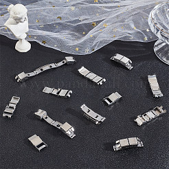 20セット2スタイルの長方形201ステンレススチール時計バンド留め金  ステンレス鋼色  33~34x10~11x4~8mm  穴：1~3x9~10mm  10セット/スタイル&nbsp;STAS-DC0011-60