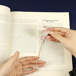 真鍮と鉄のエナメルフラワーブックマーク 2スタイル チェーン付き 2個  読書好きの読者向け  ミックスカラー  165~175mm  1個/スタイル&nbsp;AJEW-LP0005-86A
