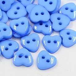 アクリルハートボタン  衣装デザインのためのプラスチック製の縫製ボタン  2穴  染め  ミックスカラー  14x14x3mm  穴：1mm&nbsp;BUTT-E071-B-M