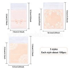 レクタングルセロハンのOPP袋  ミックスカラー  12.5~13.6x7.9~10.1cm  約95~100個/袋  3bags /セット&nbsp;OPC-CA0001-002