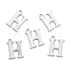 変色しにくい304ステンレススチールのアルファベットチャーム  ステンレス鋼色  文字.h  12x9x1mm  穴：1mm&nbsp;STAS-H122-H-P