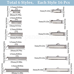 96Pcs 6 Size 304 Stainless Steel Slide On End Clasp Tubes&nbsp;STAS-SC0007-72