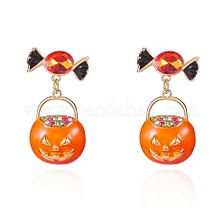 Halloween Pumpkin with Candy Zinc Alloy Enamel Dangle Stud Earrings&nbsp;FS-WG84531-03