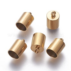 イオンプレーティング（IP）304ステンレススチールコードエンド  エンドキャップ  コラム  ゴールドカラー  11x7mm  穴：1.8mm  内径：6mm&nbsp;STAS-M242-08