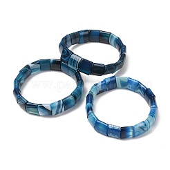 Square Natural Banded Agate(Dyed & Heated) Beaded Stretch Bracelets for Women Men&nbsp;GG-CBA9ACE-B15