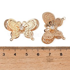 真鍮製ラインストーンカボション  フィリグリー蝶  ゴールドカラー  21x31.5x5mm&nbsp;RB-CBA378A-01G