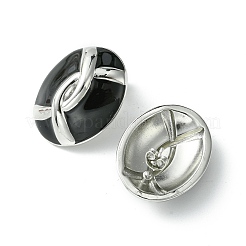 楕円形の真鍮スタッドピアス  混合色エナメル  プラチナ  28x22mm&nbsp;EJEW-C072-02P
