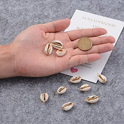 電気メッキカウリーシェルリンクコネクター  鉄パーツ  ゴールドカラー  ライム  21~27x10~14x6mm  穴：1.5mm&nbsp;SHEL-CJ0001-01