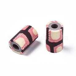 手作り樹脂粘土ビーズ  ジュエリークラフト模様の列  サンゴ  11x6~7.5mm  穴：2~3mm&nbsp;CLAY-N008-046-19