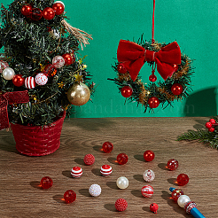 DIYの丸型クリスマスビーズパーツキット  鉄製ベルペンダント4個付き  アクリル＆ABSプラスチック模造真珠＆樹脂ビーズ96個  ミックスカラー  17.5~20mm  穴：1.5~3mm&nbsp;DIY-PH0034-05