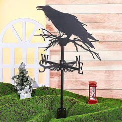 カラス鉄風向インジケーター  屋外の庭の風の測定ツールのための風見鶏  電気泳動黒  285x345x18mm&nbsp;AJEW-WH0034-65