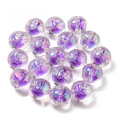 UVメッキレインボー虹色アクリルビーズ  ツートンカラーの二層ビーズ  フルーツ  ミディアム蘭  16x15.5x16.5mm  穴：3.5mm&nbsp;OACR-A014-02B
