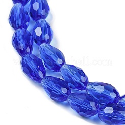 透明ガラスビーズ連売り  多面カット  ティアドロップ  ミディアムブルー  11.5x8mm  穴：1.2mm  約55~57個/連  25.59インチ（65cm）&nbsp;EGLA-N013-T8mm-D11