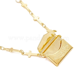 Brass Bag Locket Pendant Cross Link Chain Necklaces for Women&nbsp;NJEW-JN05838