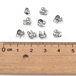 変色しにくい304ステンレススチールボールチープ  カロット終了  クラムシェルノットカバー  ステンレス鋼色  6x4mm  穴：1mm&nbsp;STAS-R055-12