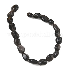 天然銀光沢の黒曜石ビーズ 連売り  タンブルストーン  ナゲット  6~14x6~8x4~6mm  穴：1mm  約20~24個/連  7.09~7.48''（18~19センチメートル）&nbsp;G-C286-A21