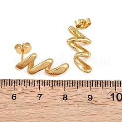 女性用、ウェーブ304ステンレススチール製スタッドピアス（316サージカルステンレススチール製ピン付き）  PVD真空メッキ  ゴールドカラー  21x10mm&nbsp;SA-CBAB549-02G