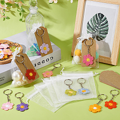 24Pcs 12 Colors Polyester Woven Flower Keychain&nbsp;KEYC-PH01613