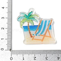 印刷されたアクリルパーツ  ビーチチェアのチャームが付いた木  カラフル  33.5x32.5x2.5mm  穴：2mm&nbsp;AC-CBADA31-08