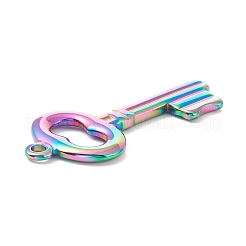 イオンプレーティング（IP）304ステンレスペンダント  キー  虹色  49x23x3mm  穴：3mm&nbsp;STAS-H416-65M