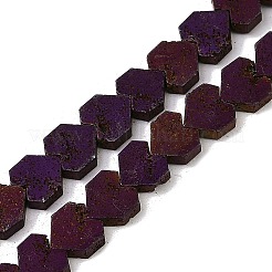 電気メッキされた天然溶岩岩ビーズ連売り  ハート  パープルメッキ  6x6.5x2.5mm  穴：1mm  約74個/連  15.75''~16.14''（40~41センチメートル）&nbsp;G-K388-04A-10