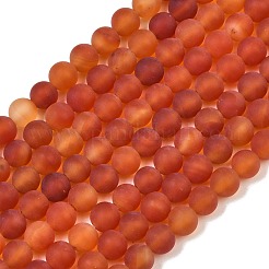 Frosted Natural Red Agate Beads Strands&nbsp;G-F372-6mm