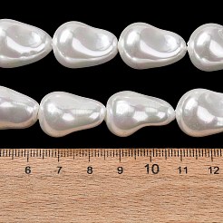 電気メッキガラスシェルパールビーズ連売り  ナゲット  ホワイト  22~23x15~16x14~15mm  穴：1.4mm  約18個/連  15.35''（39センチメートル）&nbsp;GL-CBA0DA7-01