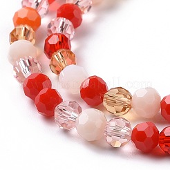 ガラスビーズ連売り  ファセット（32ファセット）  ラウンド  ダークオレンジ  5.5mm  穴：1mm  約95個/連  20.47''（52センチメートル）&nbsp;GLAA-E036-09C