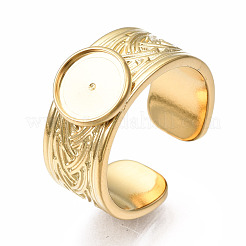 304 Stainless Steel Open Cuff Finger Ring Cabochon Settings&nbsp;X-STAS-T060-05G