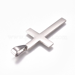変色しにくい304ステンレススチールペンダント  クロス  ステンレス鋼色  39~42x22~23x1.5mm  穴：10x4.5mm&nbsp;X-STAS-I135-26P