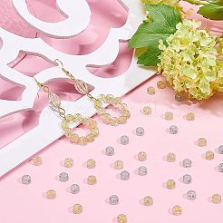 2色メッキ透明アクリルビーズ  グリッターパウダー付き  金と銀の金属が絡み合っています  アルファベット付きフラットラウンド  ミックスカラー  7x4mm  穴：1.5mm  約584PCS /カラー  約1168個/箱&nbsp;TACR-CA0001-03