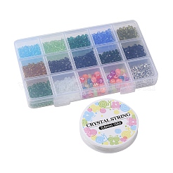 DIY レター ブレスレット ネックレス メイキング キット  ガラス＆アクリルビーズを含む  伸縮性のある糸  合金の留め金  ミックスカラー  1310個/セット&nbsp;DIY-YW0006-77